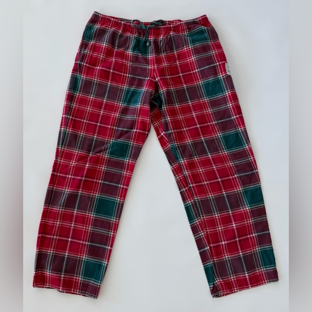 Life Is Good Pajama Pants Women’s Large Red Green Plaid Flannel Sleepwear Lounge